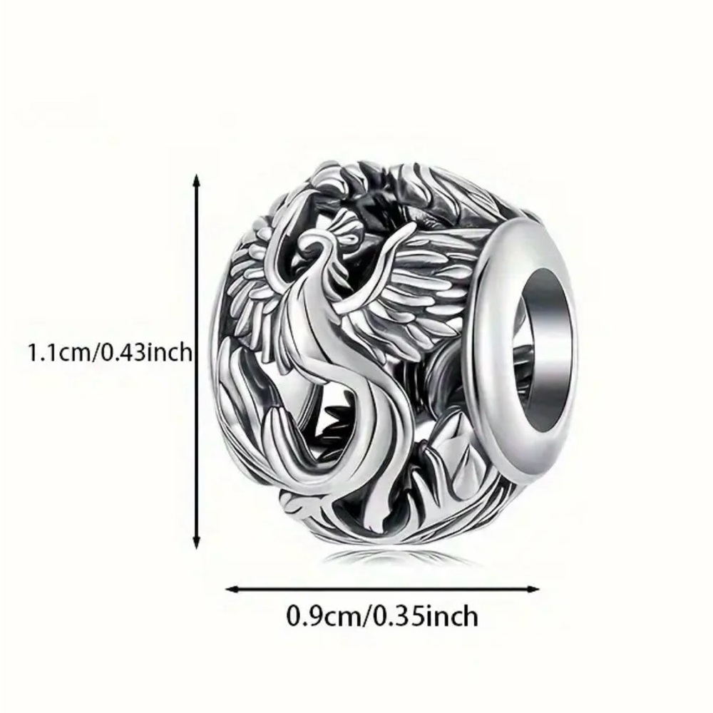 Silver Phoenix Charm Bead - Picture 4 of 4